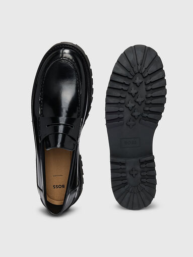 Black leather loafers - 4