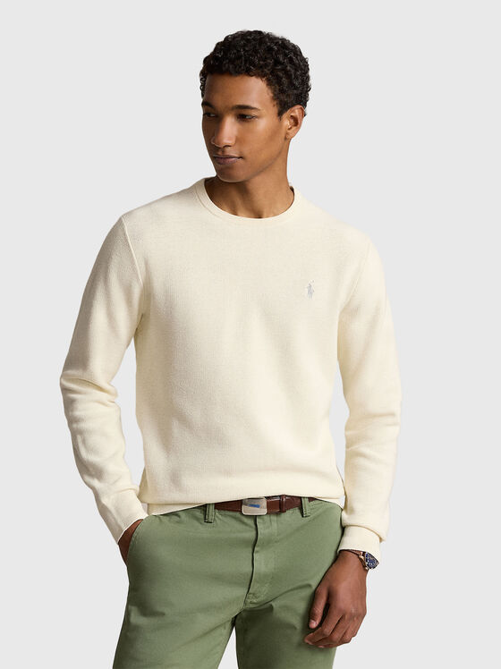 Cotton sweater in ecru colour - 1