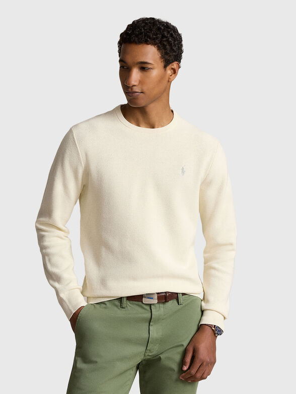 Cotton sweater in ecru colour - 1