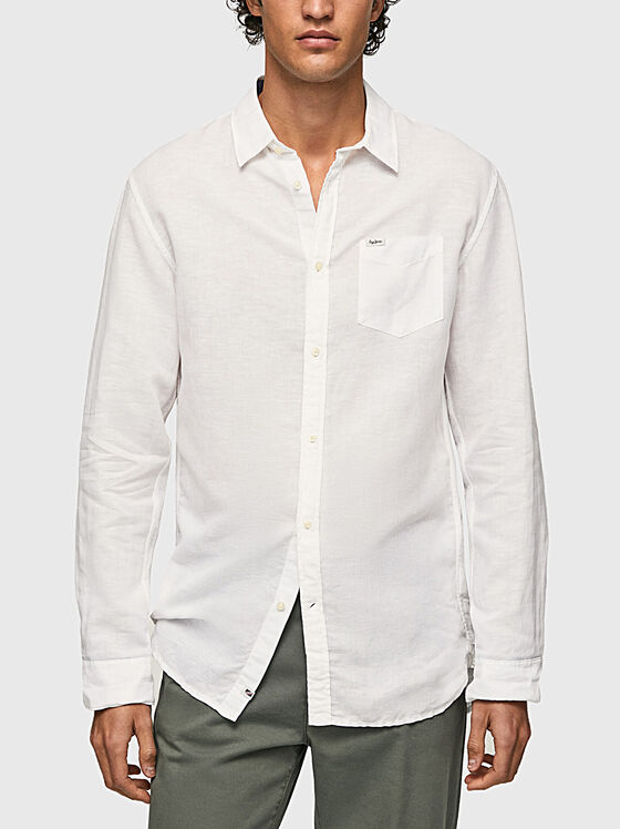 Бяла риза PARKER от ленен бленд - 1