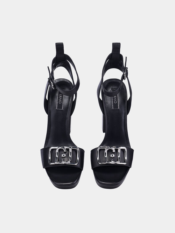 HEBE Leather sandals in black color - 5