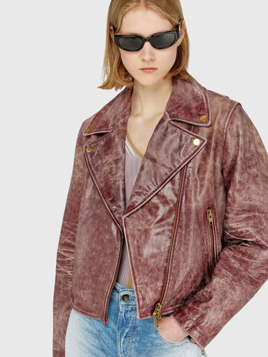 Brown leather jacket - 4