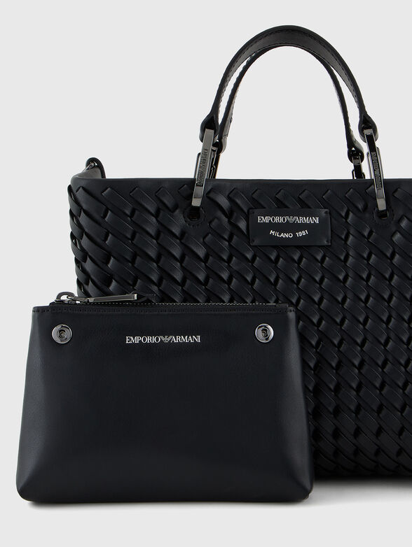 Leather bag with knitted effect and a tote - 5
