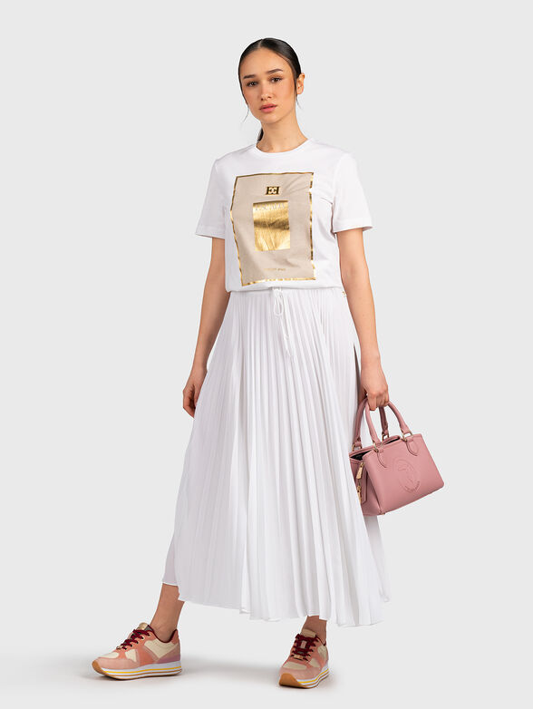 White cotton T-shirt with logo detail - 2