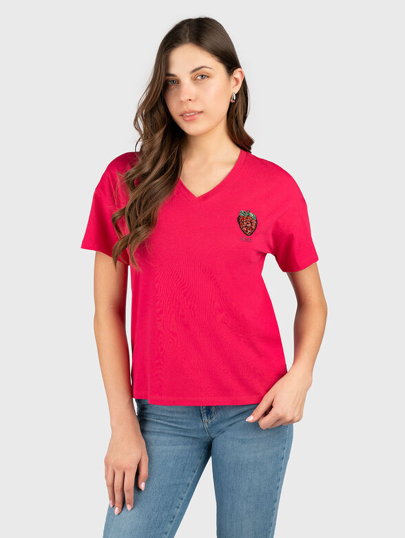Cotton T-shirt with logo rhinestones - 3