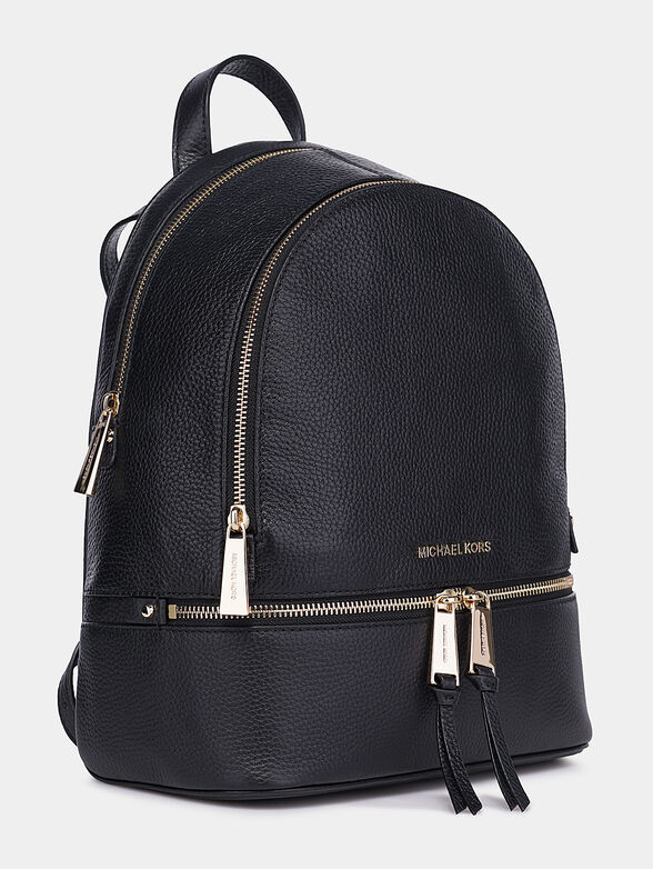 RHEA Leather backpack in black color - 2