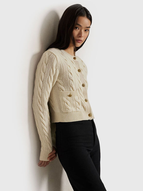 Cable wool and cashmere cardigan - 1