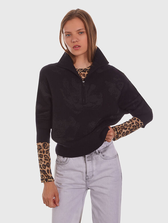 Floral-print sweater in black  - 0