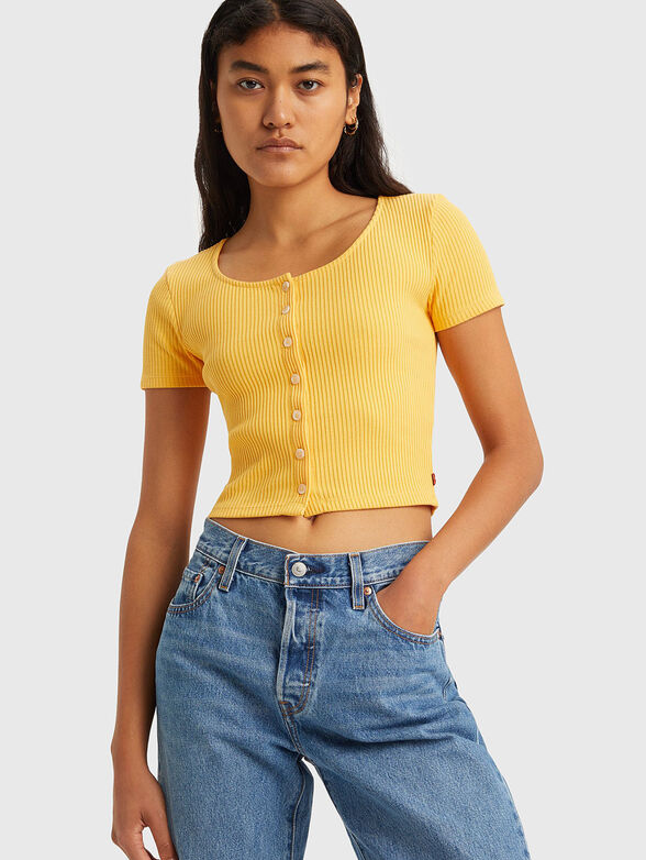 AMBER short yellow top with buttons - 4