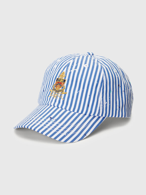 Cotton hat with checkered print and embroidery - 0