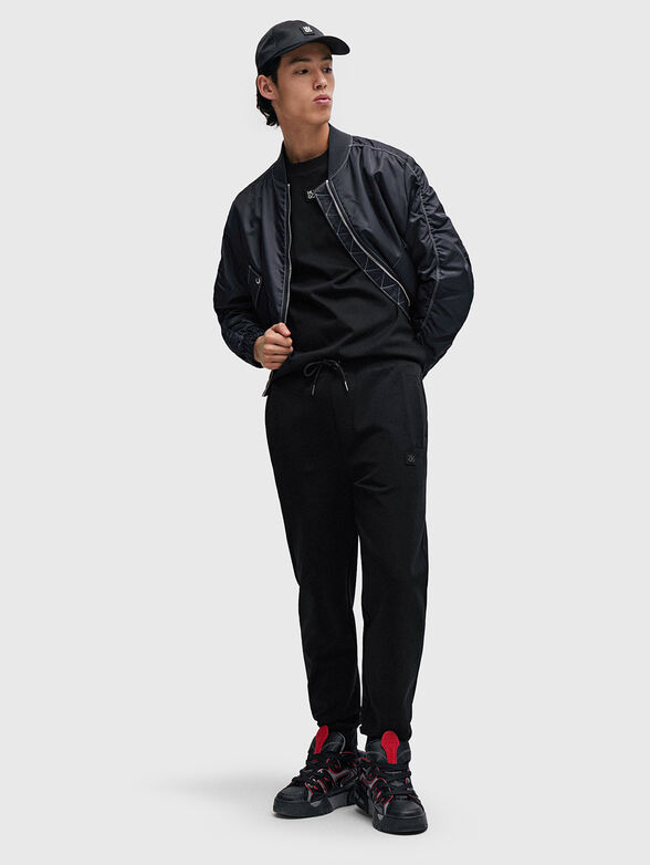 Cotton T-shirt with oval neckline in black - 2