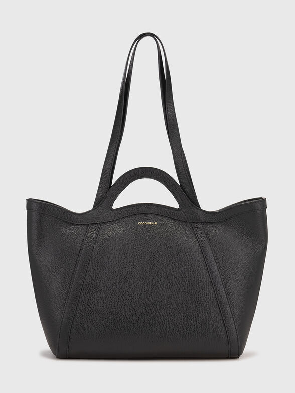 Leather bag with long handle and logo - 1