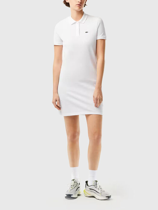 Dark blue piqué knit polo dress