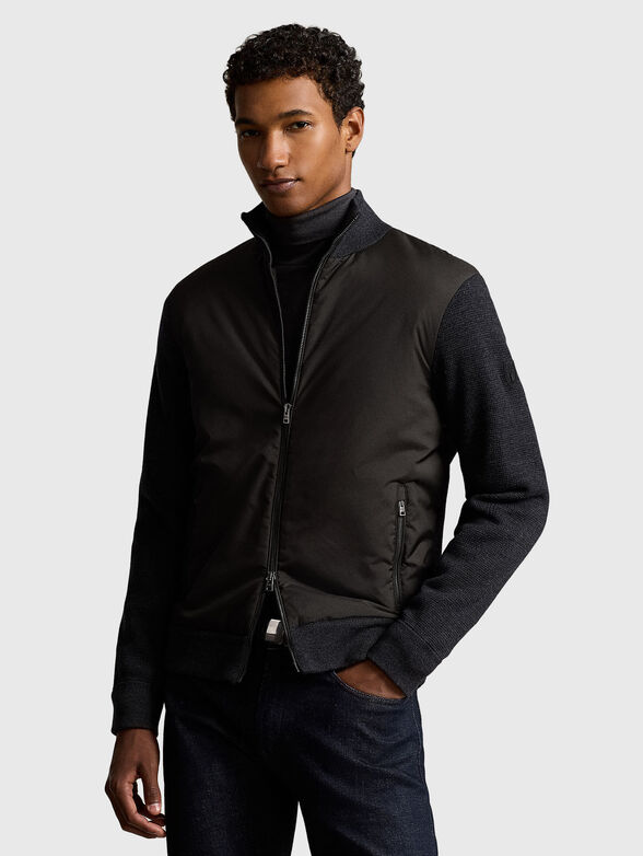 Cardigan with knitted sleeves and zip - 0