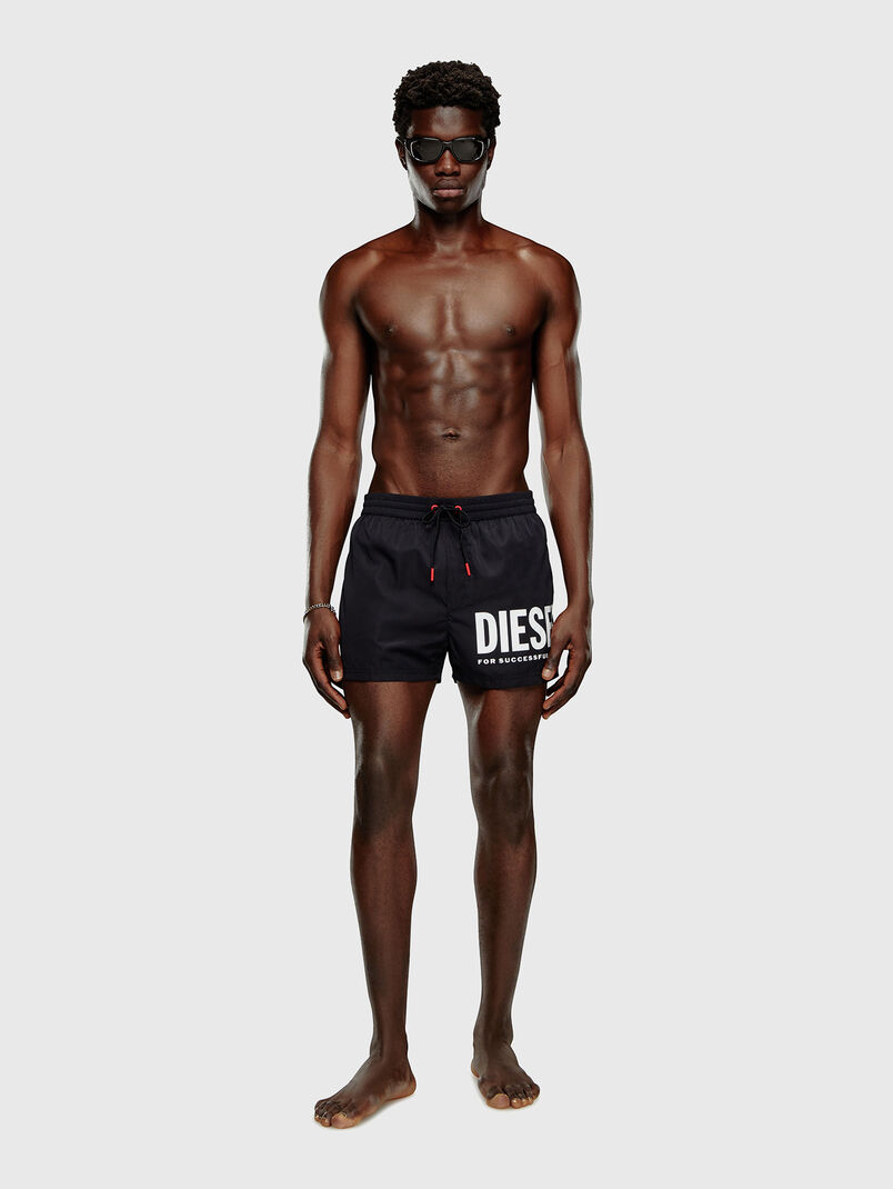 Logo accent swim shorts in black  - 3