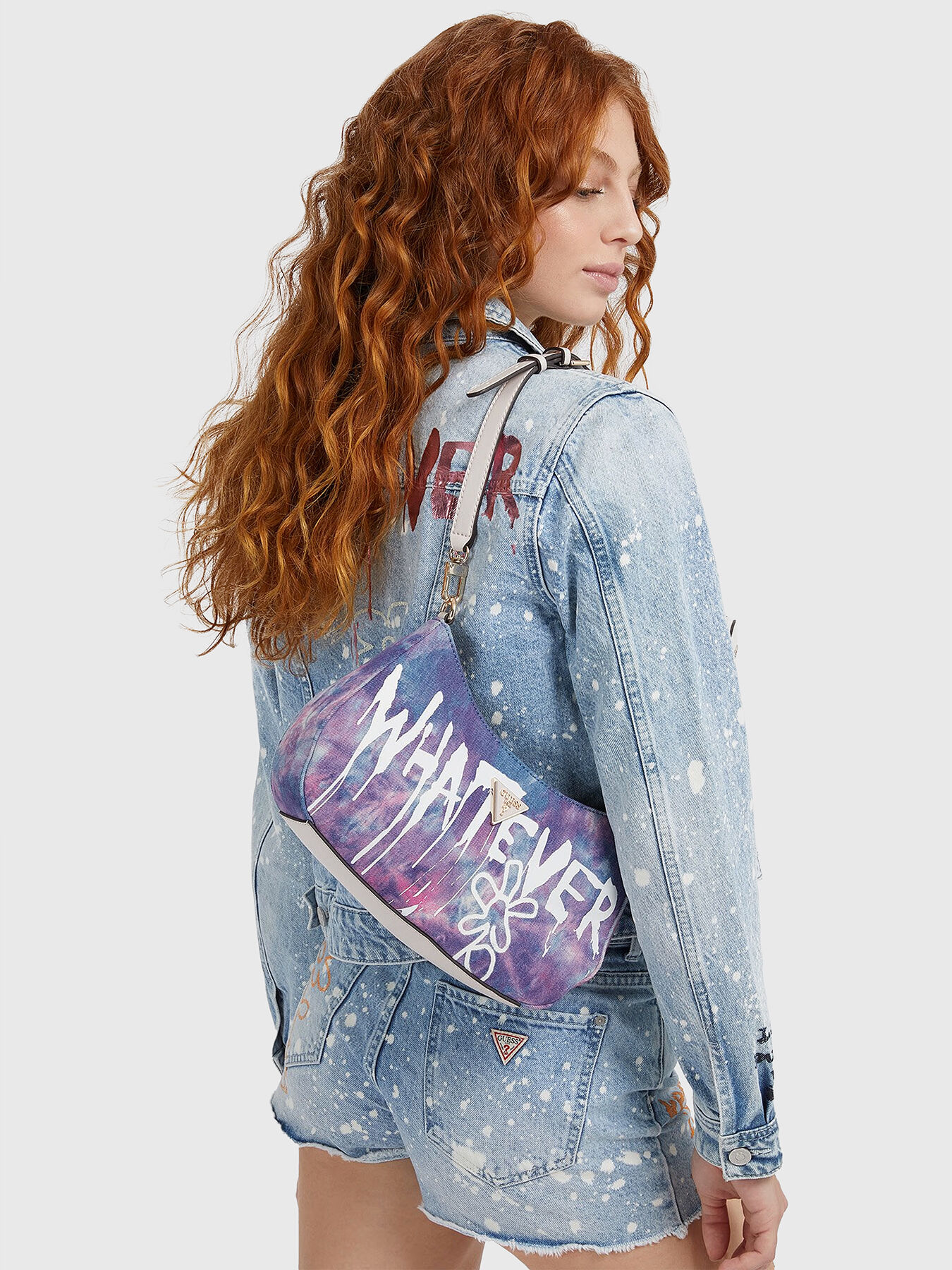 Graffiti print denim hobo bag brand GUESS — Globalbrandsstore.com/en