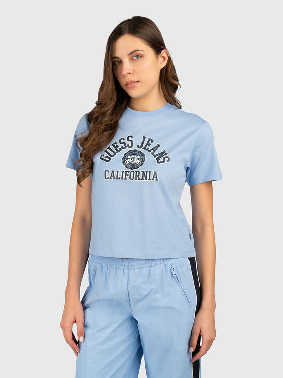 Памучна тениска с лого принт - 1