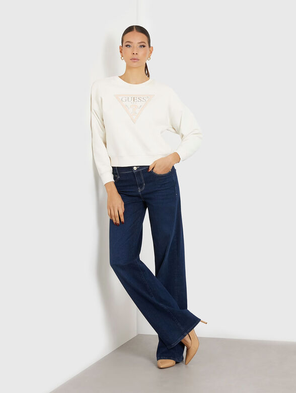 Cotton blend sweatshirt with logo accent - 2