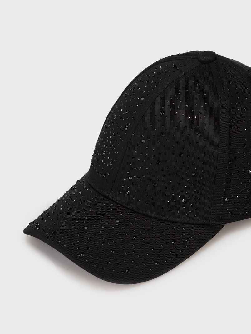 Crystal embellished cap in black - 3