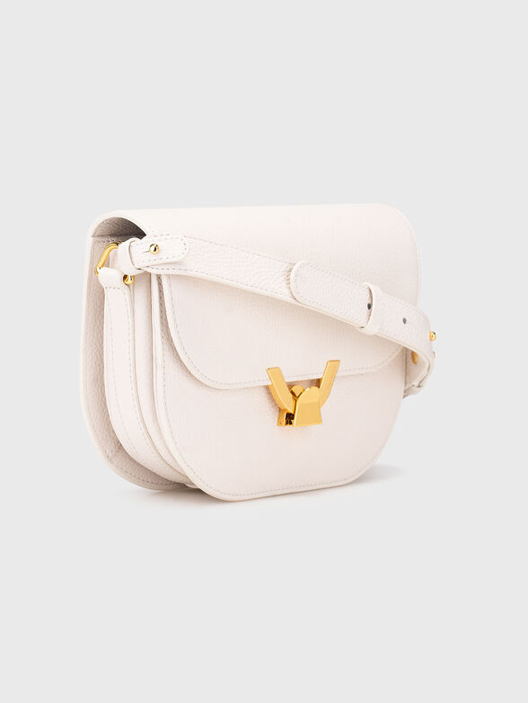 Leather crossbody bag in beige - 4