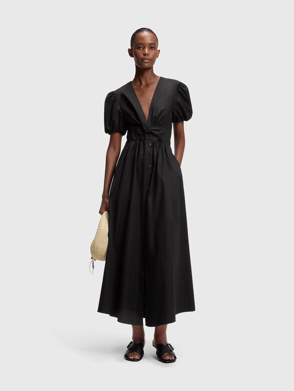 Cotton dress with puff sleeves - 1