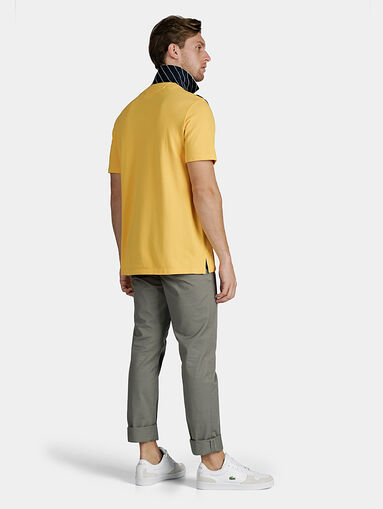 Polo shirt in yellow with accent strip - 4