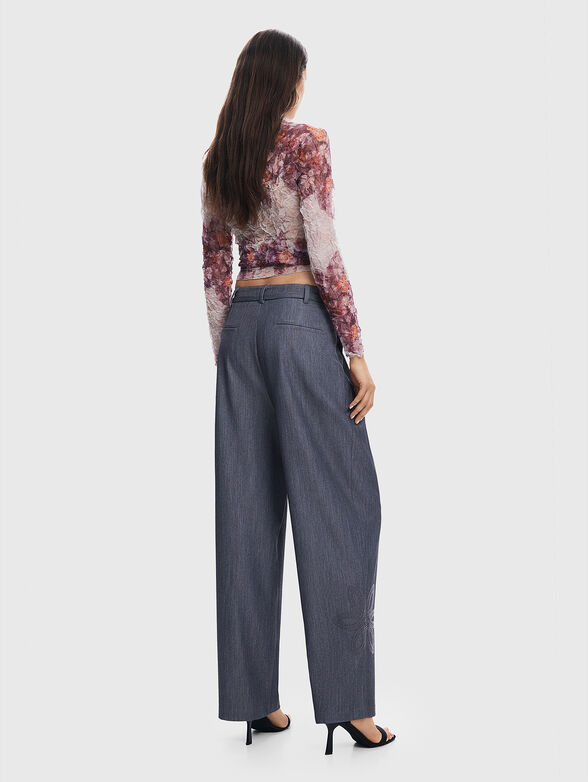RIN black pants with floral embroidery - 2