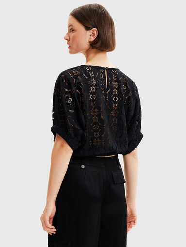 LUCCA black blouse with floral motifs - 3