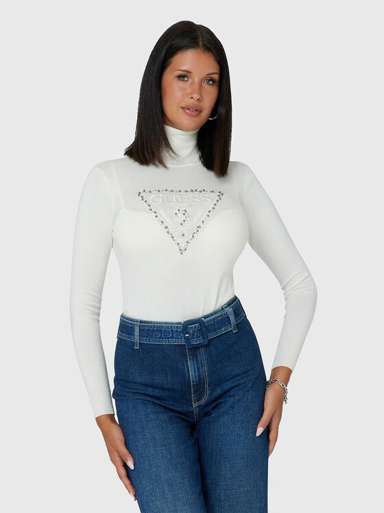 Black turtle neck weater with accent logo - 1