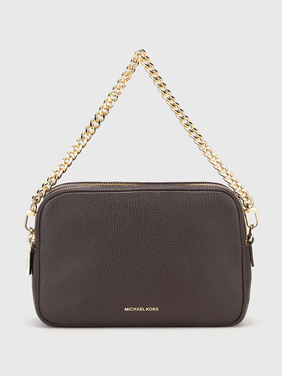 Кожена чанта с дълга презрамка и лого - 1