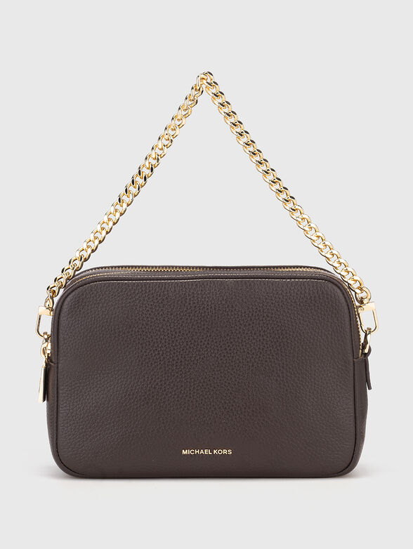 Leather bag with long strap and logo - 1