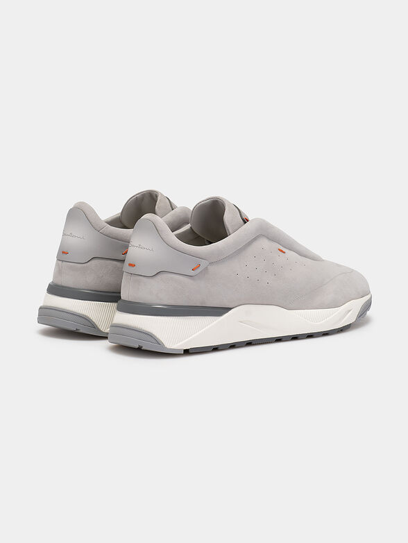 Suede sneakers in light grey color - 3