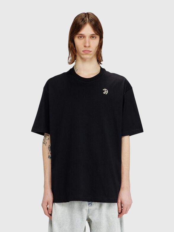 Black cotton T-shirt with a print on the back  - 1