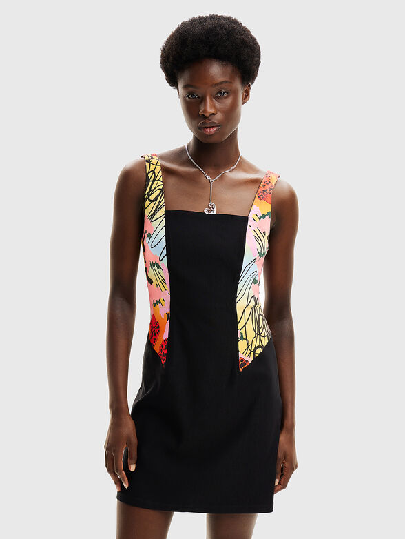 Black mini dress with contrasting details - 1