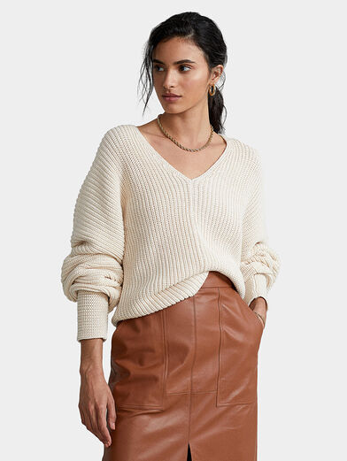 Knitted linen blend sweater - 1