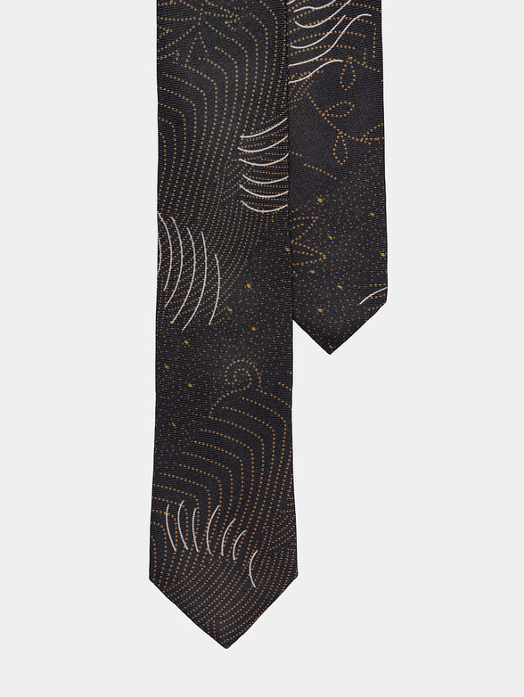 Black silk tie with print - 2