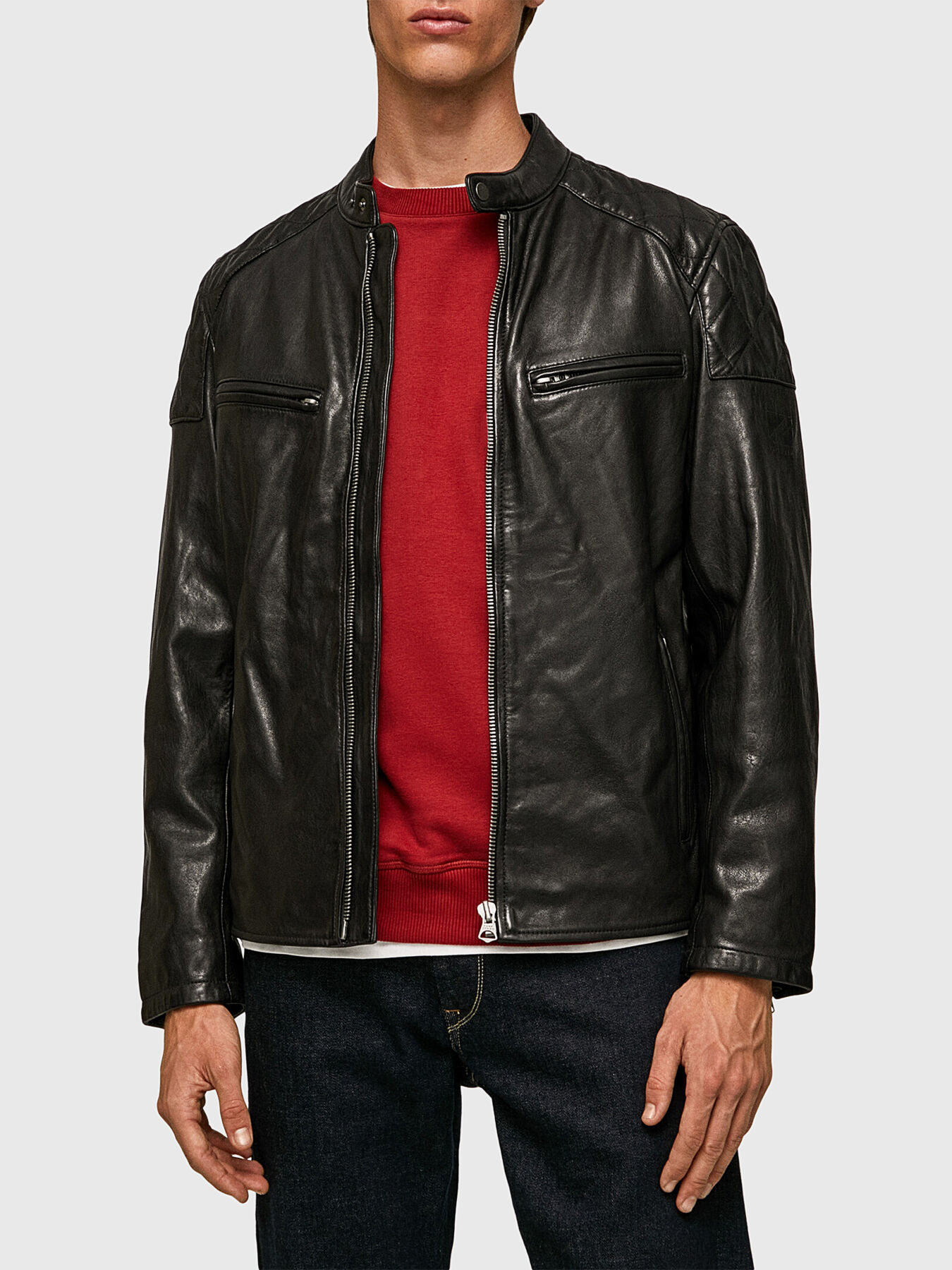 JAYSON leather jacket with zipper and pockets brand Pepe Jeans Globalbrandsstore en