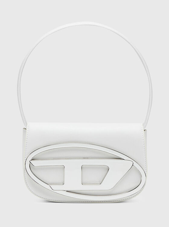 Бяла кожена чанта с лого акцент  - 1