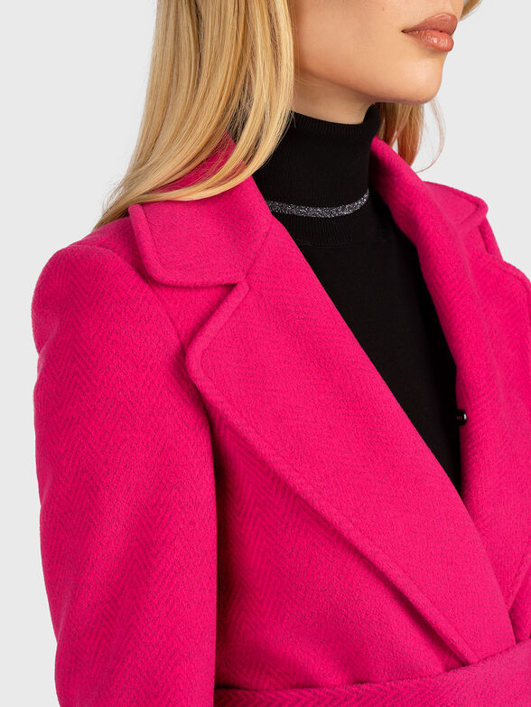 Pink coat with faux fur detail - 4