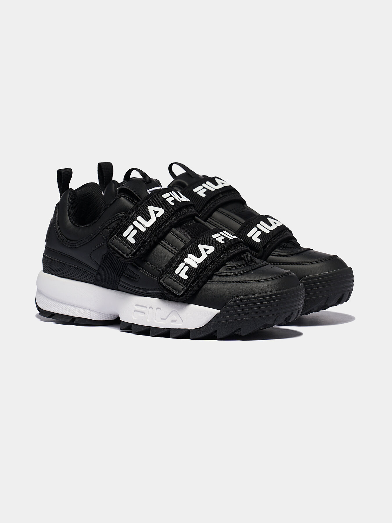 DISRUPTOR STRAPS Black sneakers with contrasting logo print brand FILA Globalbrandsstore en