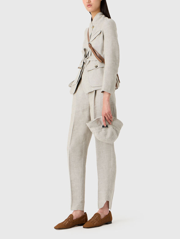 Linen trousers with darts - 4