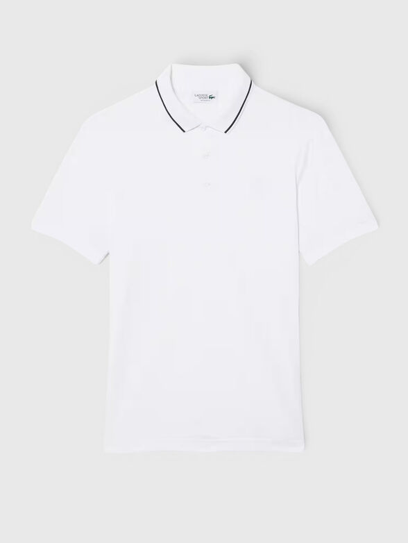 Dark blue polo shirt with V-shaped perforations - 1