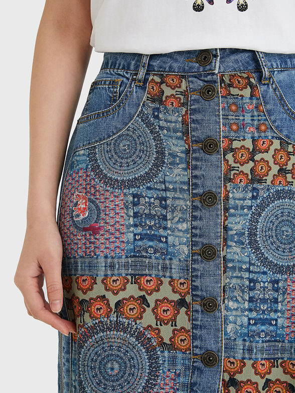 Denim skirt AFRICAN with print - 5