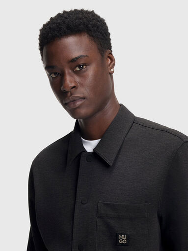 Dark gray oversized cotton blend shirt - 4