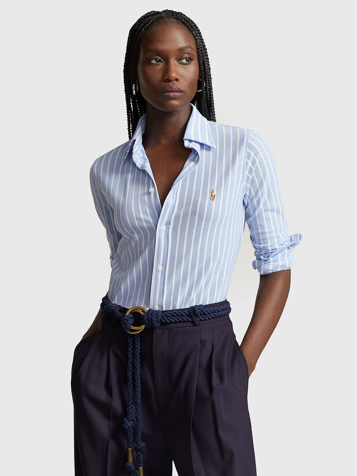 Ralph lauren women's striped oxford shirt on sale