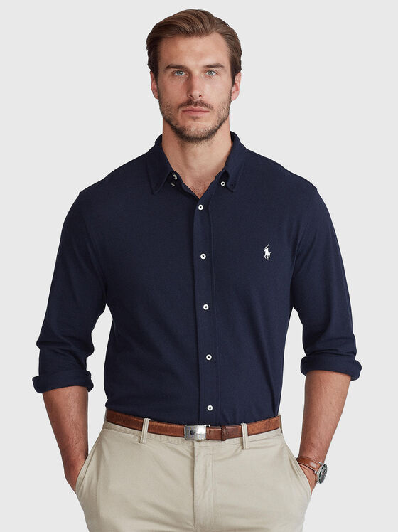 Cotton shirt with contrast embroidery - 1