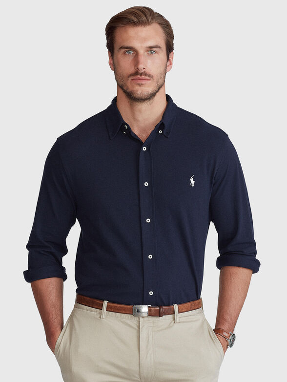 Cotton shirt with contrast embroidery - 1