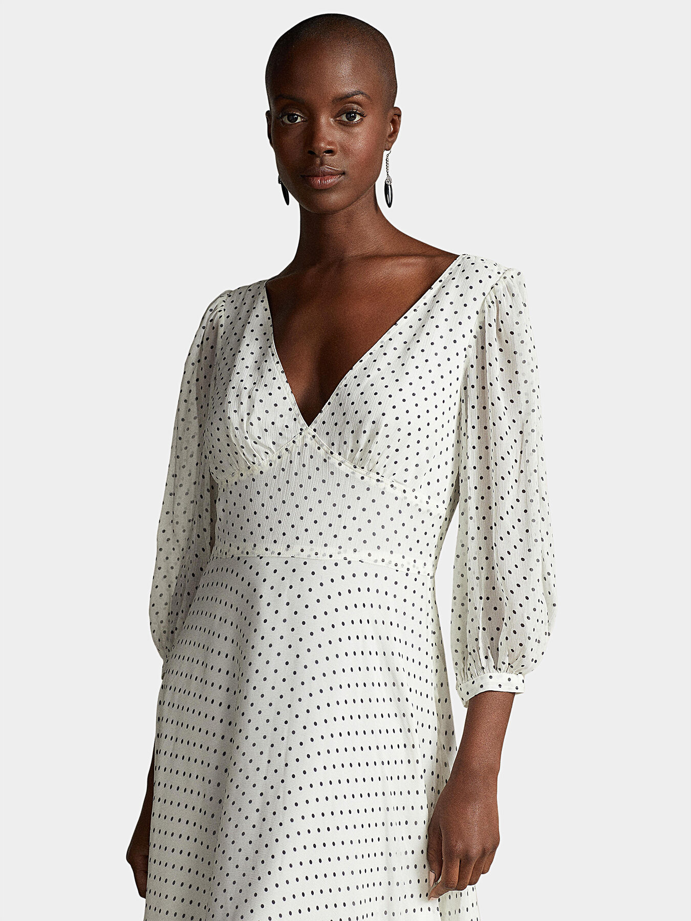 Asymmetric polka dot dress online
