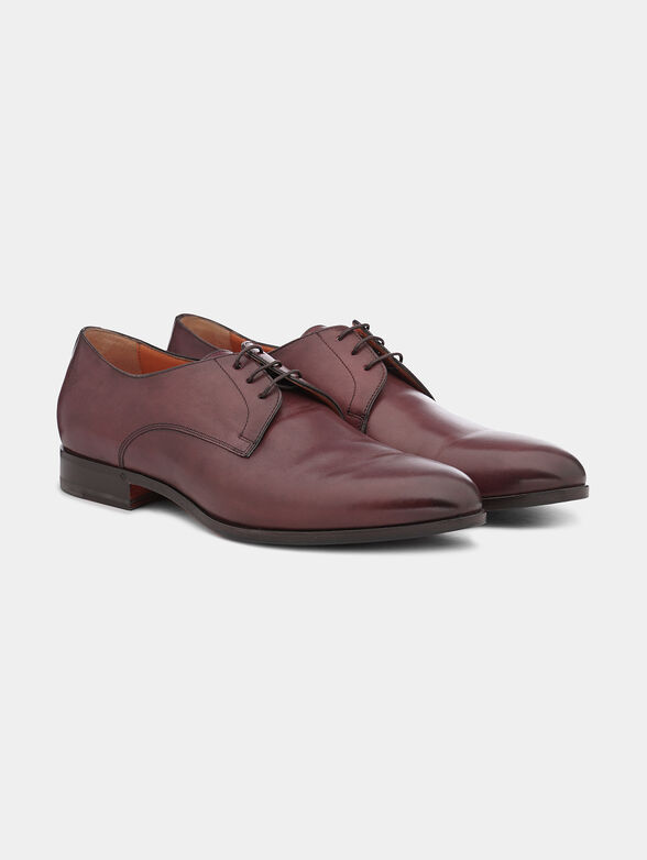 Leather Derby shoes in burgundy - 2