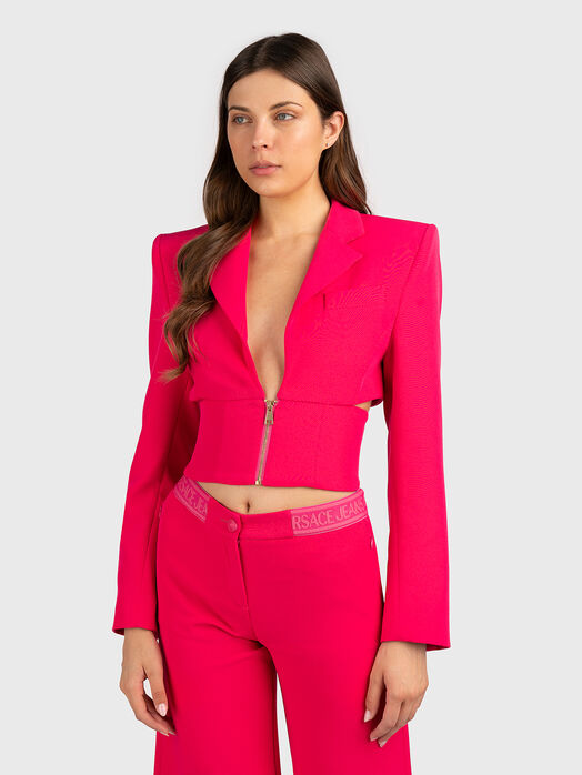 Jacket with cut out accents and zip